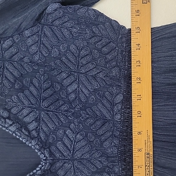 William Rast Blue Embroidered Boho Peasant Long Sleeve Womens Top XL - Picture 8 of 14